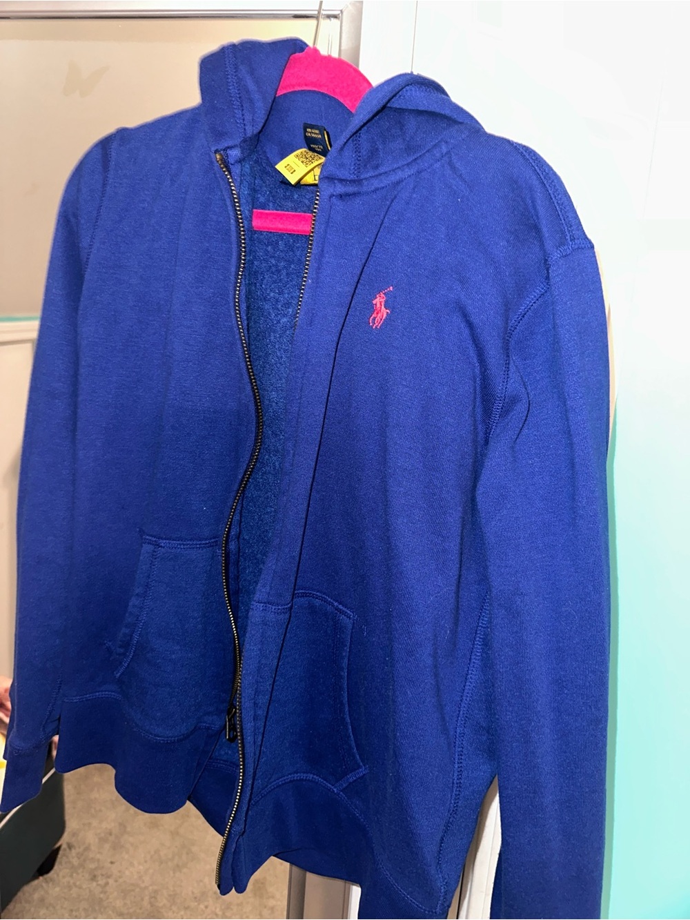Ralph Lauren Royal Blue Sweatsuit
Zip Hoodie and pants with Pink Pony Logo